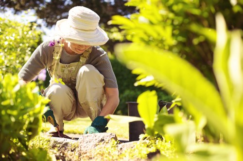 Lush garden beds maintained by Poplar services